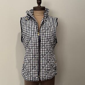 Kensie Jeans Women's navy and White Checkered Quilted Vest
